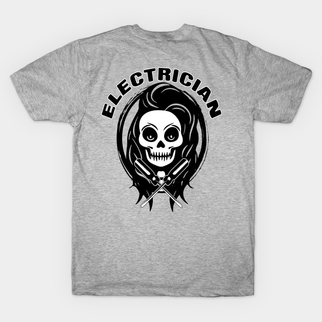 Female Electrician Skull and Screwdriver Black Logo by Nuletto